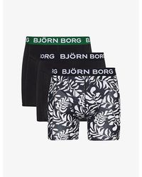 Björn Borg - Branded-waistband Mid-rise Pack Of Three Stretch-cotton Boxers - Lyst