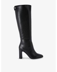 Carvela Kurt Geiger - Jackpot Block-Heel Faux-Leather Knee-High Boots - Lyst