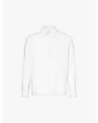 Lanvin - Brand-embroidered Striped Regular-fit Silk-blend Shirt - Lyst