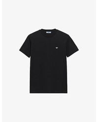 Prada - Brand-Plaque Short-Sleeved Cotton-Jersey T-Shirt - Lyst