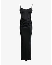 House Of Cb - Valentina Draped Corset Satin Maxi Dress Xs (A-C Cup) - Lyst