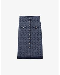 Claudie Pierlot - Monogram-Pattern Button-Embellished Knitted Midi Skirt - Lyst