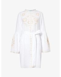 Melissa Odabash - Everly Embroidered-front Cotton And Linen-blend Cover-up - Lyst