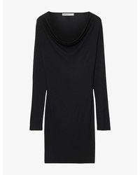 AllSaints - Lilla Cowl-Neck Stretch-Jersey Bodycon Mini Dress - Lyst