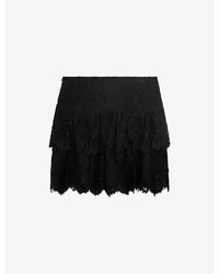 The Kooples - Tiered Scalloped-Trim Lace Mini Skirt - Lyst