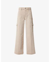 PAIGE - Harper Patch-pocket Wide-leg High-rise Stretch-denim Jeans - Lyst