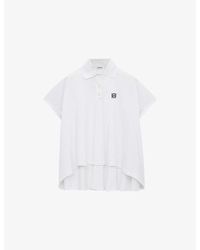 Loewe - Logo-Embroidered Dipped-Hem Cotton-Blend Polo Shirt - Lyst