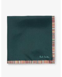 Paul Smith - Logo-print Striped-trim Silk Pocket Square - Lyst
