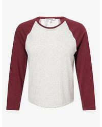 GOOD AMERICAN - Long-Sleeve Raglan Cotton-Jersey T-Shirt - Lyst