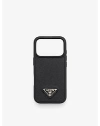 Prada - Brand-Plaque Leather Iphone 17 Pro Phone Case - Lyst