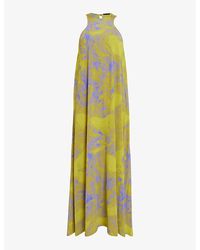 AllSaints - Kura Graphic-print Cotton Maxi Dress - Lyst