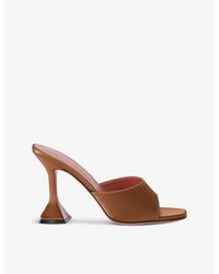 AMINA MUADDI - Lupita 95 Flared-Heel Satin Heeled Mules - Lyst