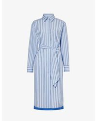 Weekend by Maxmara - Edipo Striped Boxy-fit Cotton-poplin Midi Dress - Lyst