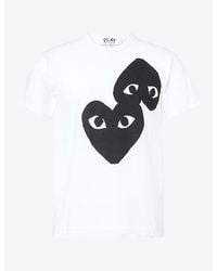 COMME DES GARÇONS PLAY - Double Heart Print Cotton-Jersey T-Shirt - Lyst