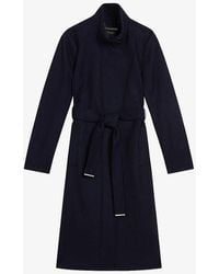 Ted Baker - Vy Icombi Funnel-neck Wool-blend Coat - Lyst