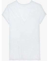 Zadig & Voltaire - Story V-neck Fishnet-pattern Cotton T-shirt - Lyst