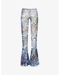 Jean Paul Gaultier - Papillon Flared-leg Low-rise Printed Sheer Mesh Trouser - Lyst