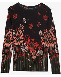 Ted Baker - Feonlaa Floral-print Slim-fit Woven T-shirt - Lyst