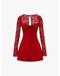 House Of Cb - Jennica Underwired-Cup Stretch-Lace And Satin Mini Dress - Lyst
