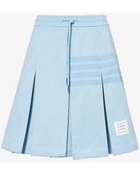 Thom Browne - Box Pleat Logo-print Cotton Mini Skirt - Lyst