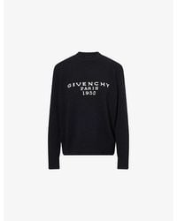 Givenchy - Brand-Intarsia Round-Neck Wool And Cashmere Sweater - Lyst