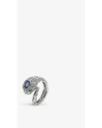 BVLGARI Serpenti Viper 18ct White-gold, 1.35ct Brilliant-cut Diamond, 0.58ct Sapphire And 0.09ct Emerald Ring