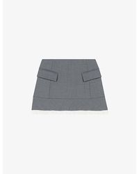 Maje - Ruffle-Hem Poplin Wool-Blend Mini Skirt - Lyst