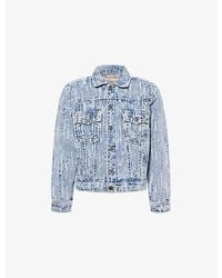 True Religion - Distressed Stitch Cotton Denim Jacket - Lyst