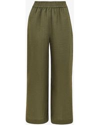 Whistles - Cropped Wide-leg Mid-rise Linen Trousers - Lyst