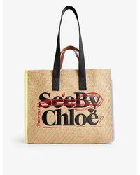 See By Chloé - Logo-pattern Jute Tote Bag - Lyst