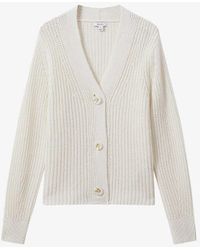 Reiss - Ariana Relaxed-fit Ribbed Cotton And Linen-blend Cardigan - Lyst