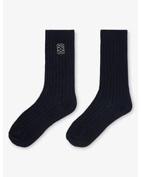 Sandro - Ribbed Logo-Embroidered Wool And Cashmere-Blend Socks - Lyst