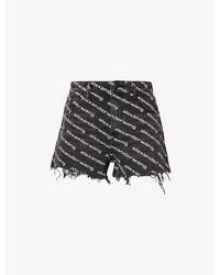 Alexander Wang - Logo-Print Bite Denim Shorts - Lyst