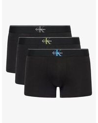 Calvin Klein - Graphic Monogram Pack Of Three Stretch-Cotton Trunks - Lyst