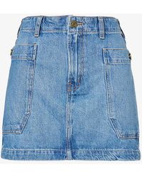 FRAME - Patch-pocket Recycled Denim-blend Mini Skirt - Lyst