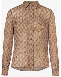 Gucci - Monogram-pattern Collar Silk Shirt - Lyst
