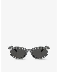 Swarovski - Sk6006 Crystal-embellished Oval-frame Metal Sunglasses - Lyst