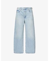FRAME - The Bow Cropped Barrel-Leg Denim Jeans - Lyst