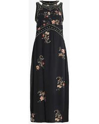 AllSaints - Jessie Tanana Floral-print Stud-embellished Woven Midi Dress - Lyst