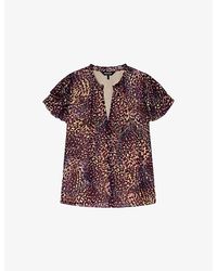 Whistles - Abstract-Print Short-Sleeved Woven Top - Lyst