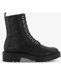 Dune - Press Cleated-sole Lace-up Leather Ankle Boots - Lyst