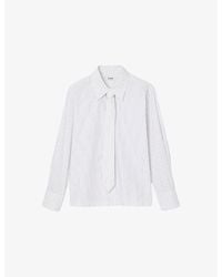 Sandro - Striped Pointed-Collar Cotton Shirt - Lyst