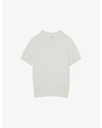 Reiss - Anita Short-Sleeve Cotton And Wool-Blend Top - Lyst