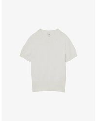Reiss - Anita Short-Sleeve Cotton And Wool-Blend Top - Lyst