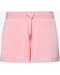Juicy Couture - Eve Logo-embroidered Mid-rise Stretch-velour Shorts X - Lyst