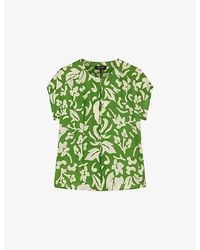 Whistles - Floral-Print Short-Sleeved Woven Blouse - Lyst