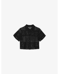 AllSaints - Kyra Crochet Cropped Cotton Polo - Lyst