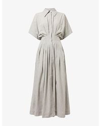 Palmer//Harding - Courage Striped Woven Midi Shirt Dress - Lyst