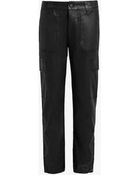 AllSaints - Nola Slim-fit High-rise Stretch-coated Trousers - Lyst