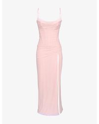 House Of Cb - Lini Corset-Bodice Stretch-Mesh Maxi Dress - Lyst